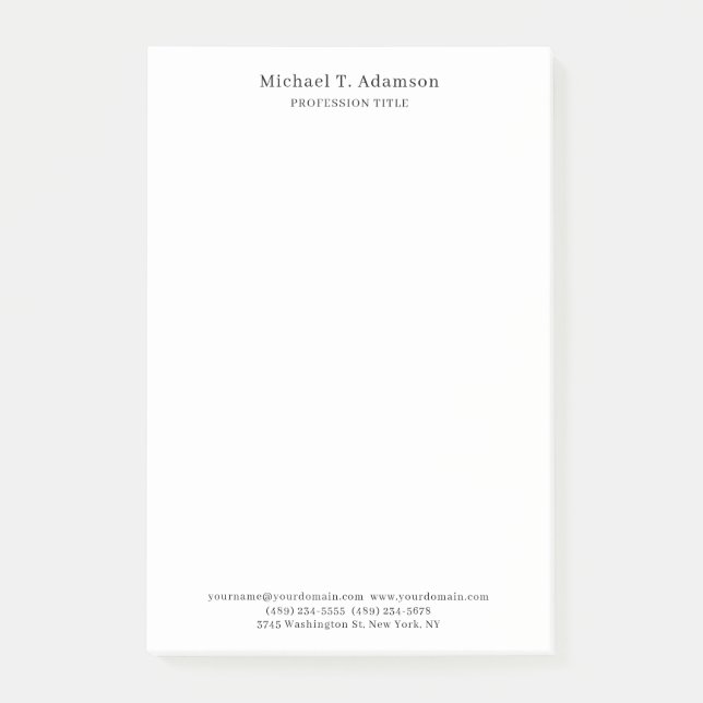 Notas Post-it® Estilo Retro Elegante Plano Simple Blanco (Anverso)
