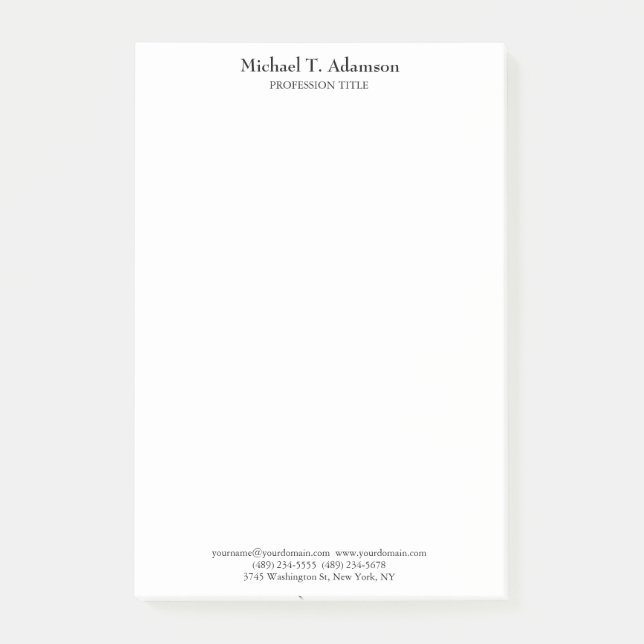 Notas Post-it® Estilo Retro Elegante Plata Blanco Simple (Anverso)