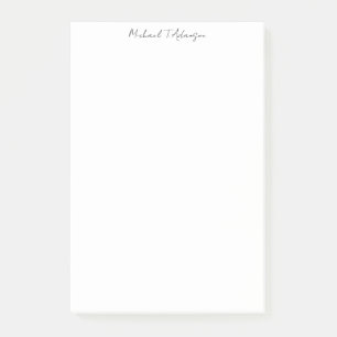 Notas Post-it® Estilo Retro Elegante Plata Simple Caligrafía Blan