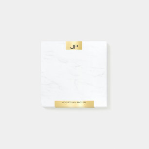Notas Post-it® Estiloso Monograma Moderno: Iniciales de Mármol de