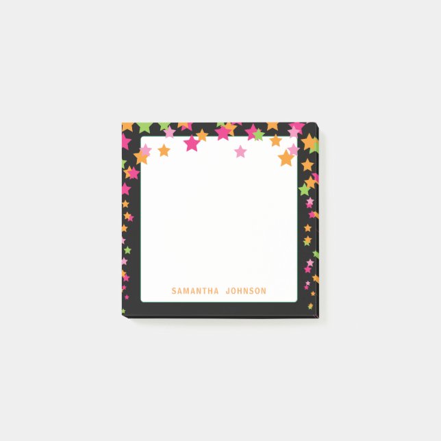 Notas Post-it® Estrella Confetti de colores vivos, personalizada (Anverso)
