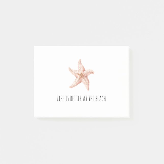 Notas Post-it® Estrella de mar melocotón mejor en la playa (Anverso)
