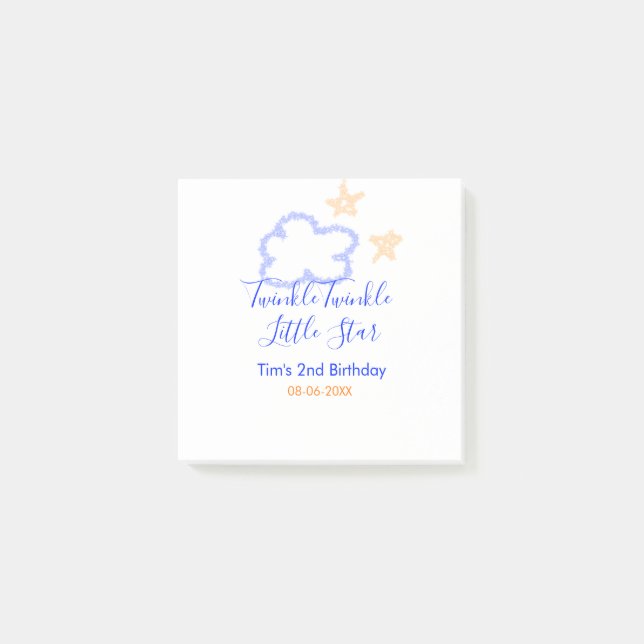 Notas Post-it® Estrella fugaz cumpleaños púrpura naranja (Anverso)