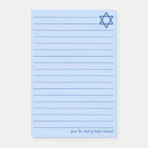 Notas Post-it® Estrella judía de David Personalizado Blue Lined