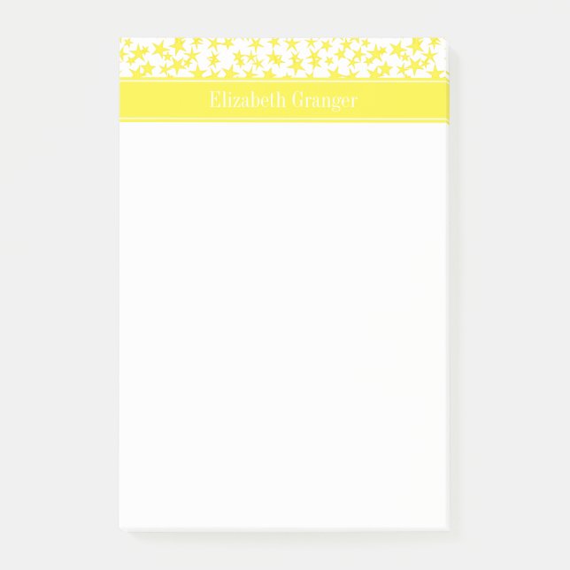 Notas Post-it® Estrellas amarillas blanco BG, nombre amarillo mon (Anverso)