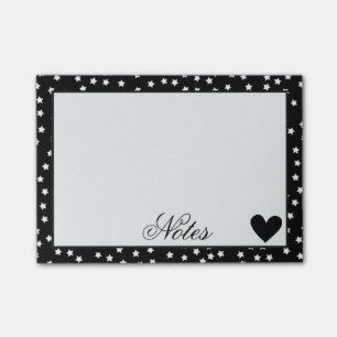 Notas Post-it® Estrellas blancos y negros