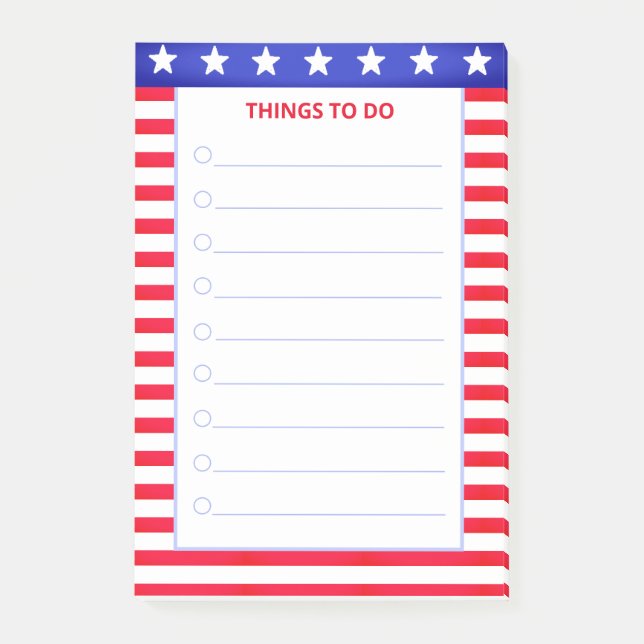 Notas Post-it® Estrellas, cosas rojas y blancas a rayas para hace (Anverso)