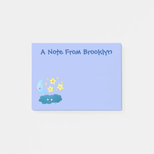 Notas Post-it® Estrellas de canto, personalizado de luna y nube