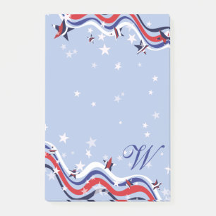 Notas Post-it® Estrellas de pancartas de azul blanco rojo patrió