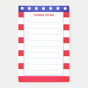 Notas Post-it® Estrellas elegantes, cosas rojas y blancas rayadas