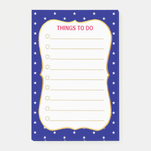 Notas Post-it® Estrellas elegantes en cosas azules que hacer