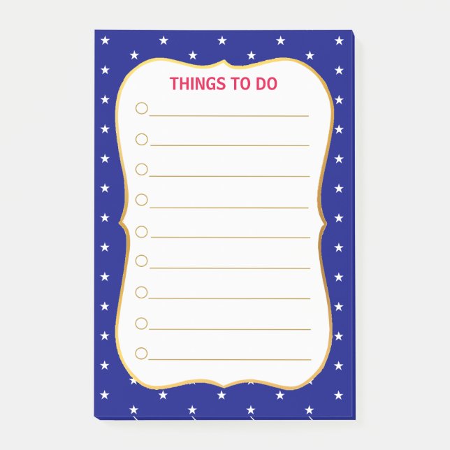 Notas Post-it® Estrellas elegantes en cosas azules que hacer (Anverso)