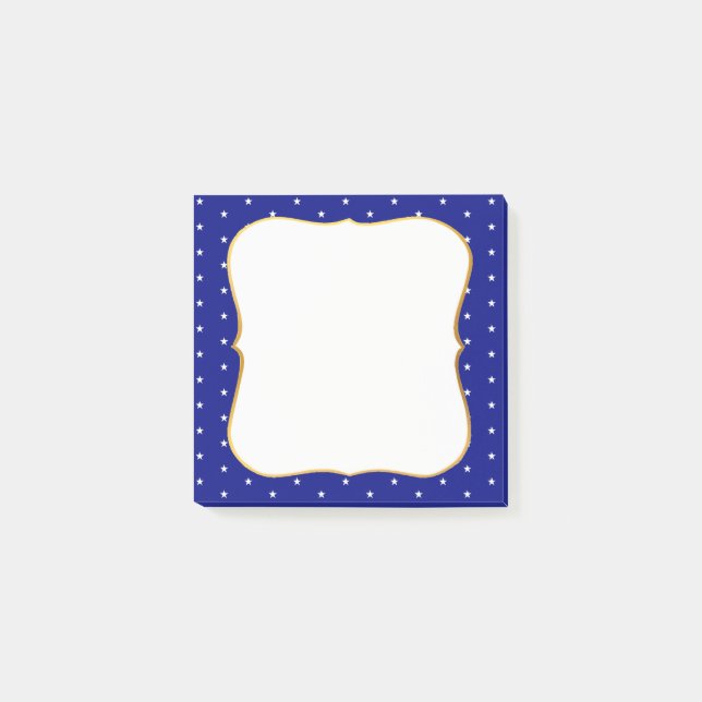 Notas Post-it® Estrellas elegantes sobre azul real (Anverso)