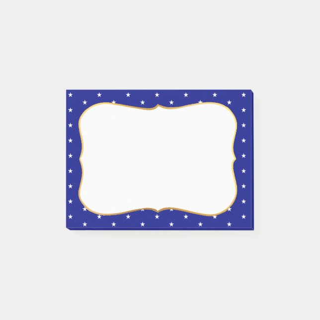 Notas Post-it® Estrellas elegantes sobre azul real (Anverso)