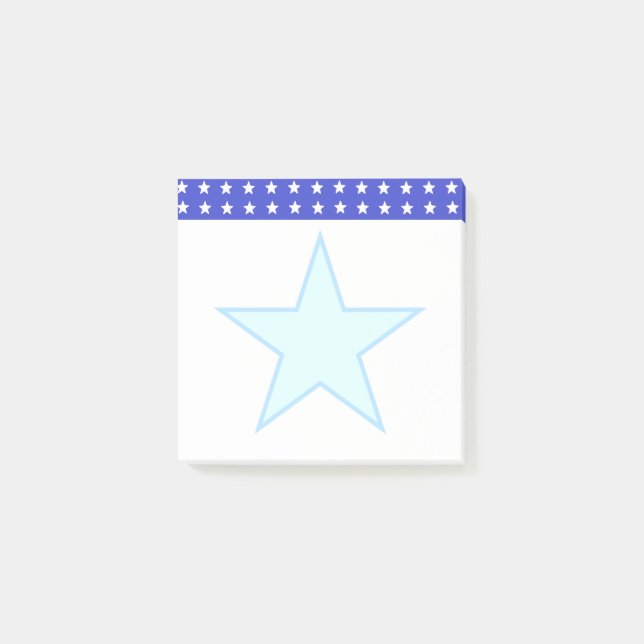 Notas Post-it® Estrellas en azul y blanco (Anverso)