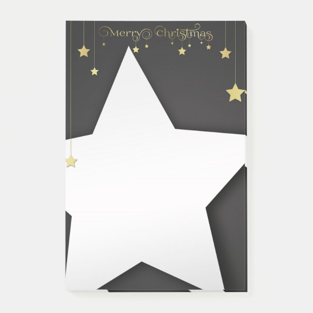 Notas Post-it® Estrellas navideñas Gold Merry (Anverso)