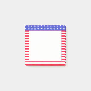 Notas Post-it® Estrellas, rayas rojas y blancas