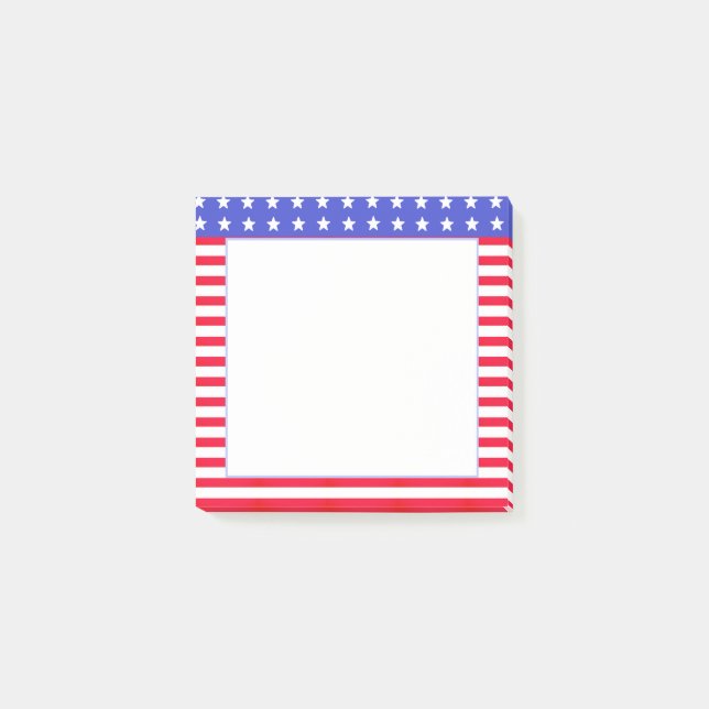 Notas Post-it® Estrellas, rayas rojas y blancas (Anverso)