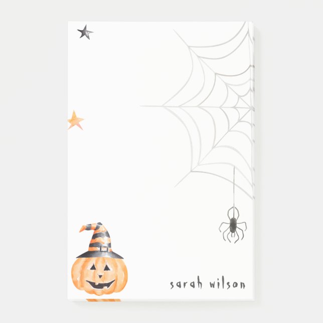 Notas Post-it® Estrellas web de bromista de Halloween (Anverso)