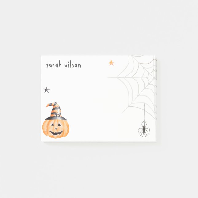Notas Post-it® Estrellas web de bromista de Halloween (Anverso)