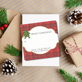 Notas Post-it® Etiqueta de regalo de vacaciones festivas rojo Tar