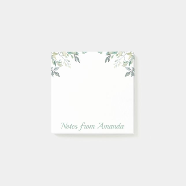 Notas Post-it® Eucalyptus deja la acuarela verde (Anverso)