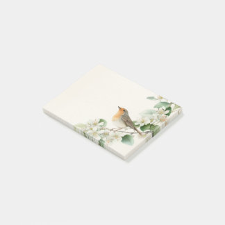 Notas Post-it® European Robin & Hawthorn – Editable Botanical Wed