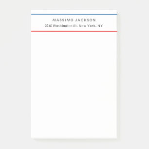 Notas Post-it® Exclusivo Personal Moderno Azul Rojo Blanco