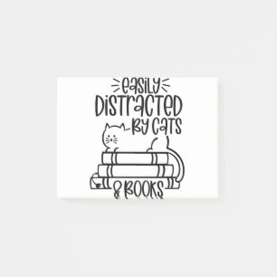 Notas Post-it® Fácilmente distraído por gatos y libros Cat Funn