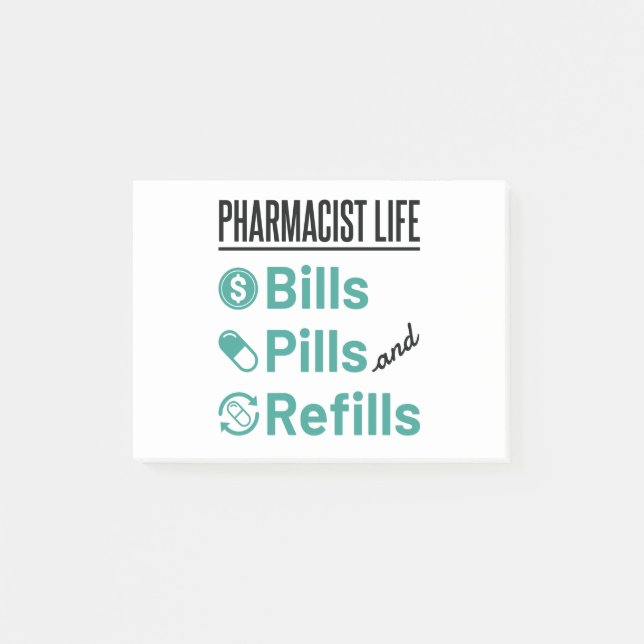Notas Post-it® Factores de vida de los farmacéuticos: píldoras y  (Anverso)