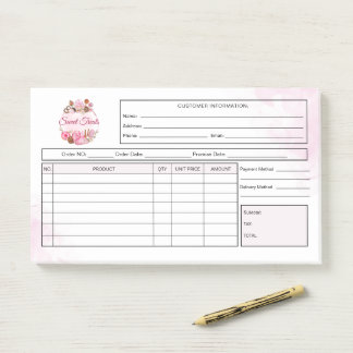 Notas Post-it® Factura de recibo de panadería de dulces