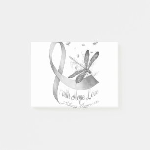 Notas Post-it® Faith Hope Love Dragonfly Gray Asthma Awareness