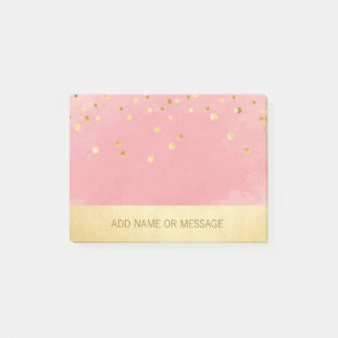 Notas Post-it® Falso Relieve metalizado dorado personalizado de