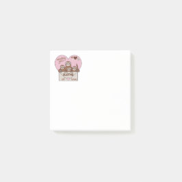 Notas Post-it® Familia de Perezosos con Sobre, Corazón y Texto