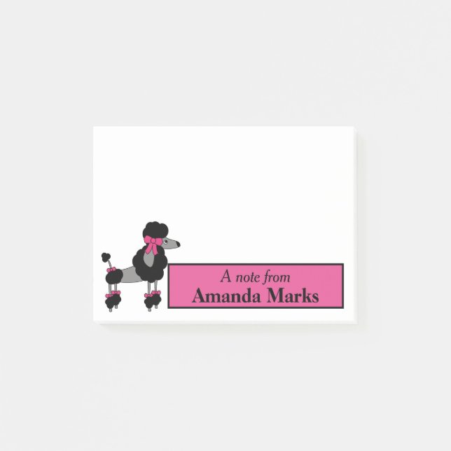 Notas Post-it® Fancy Black Poodle Personalizado (Anverso)