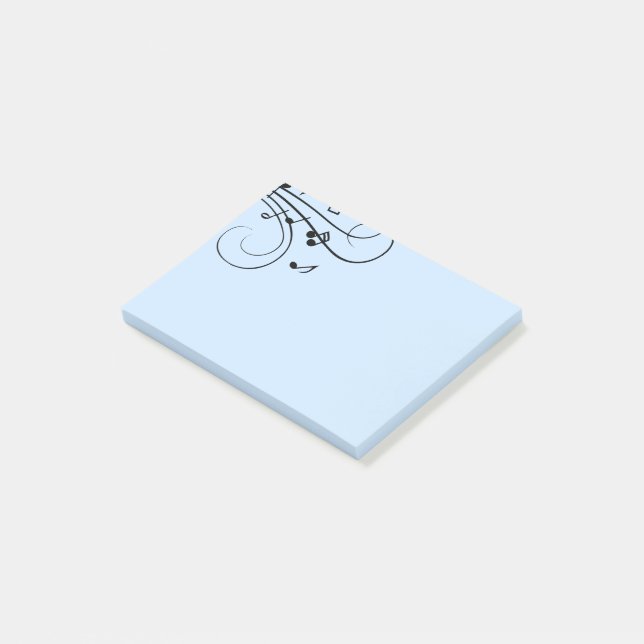Notas Post-it® Fancy Music Notes Blue Post-It Notes (En perspectiva)