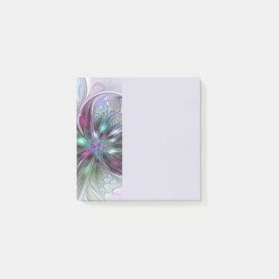 Notas Post-it® Fantasía abstracta moderna fractal floral colorida