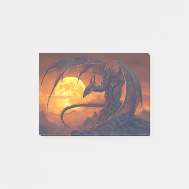 Notas Post-it® Fantasía de dragón de la luna llena (Anverso)