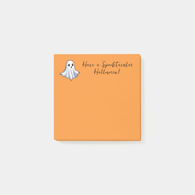 Notas Post-it® Fantasma escueta en Naranja de Halloween (Anverso)