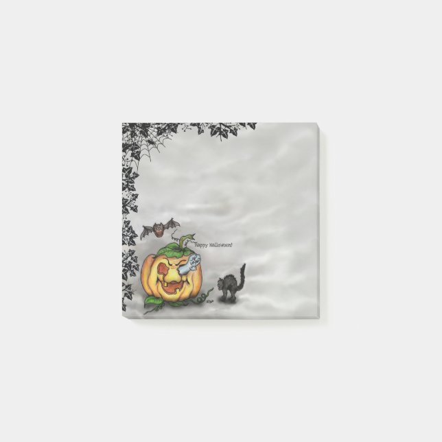 Notas Post-it® Fantasma, Gato, Bat y Calabaza, ¡Feliz Halloween! (Anverso)