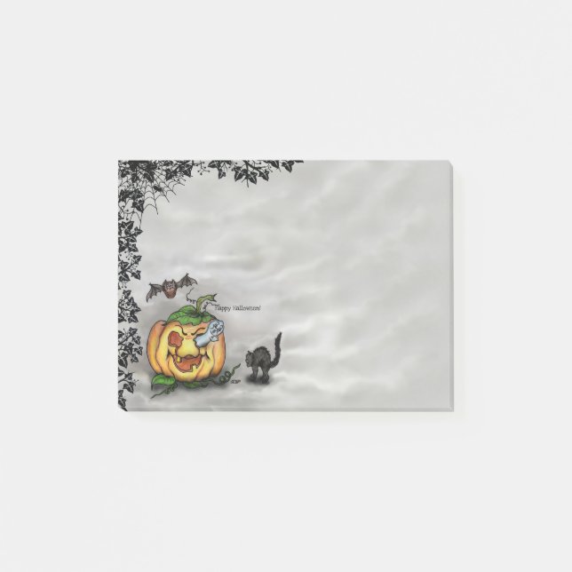 Notas Post-it® Fantasma, Gato, Bat y Calabaza, ¡Feliz Halloween! (Anverso)