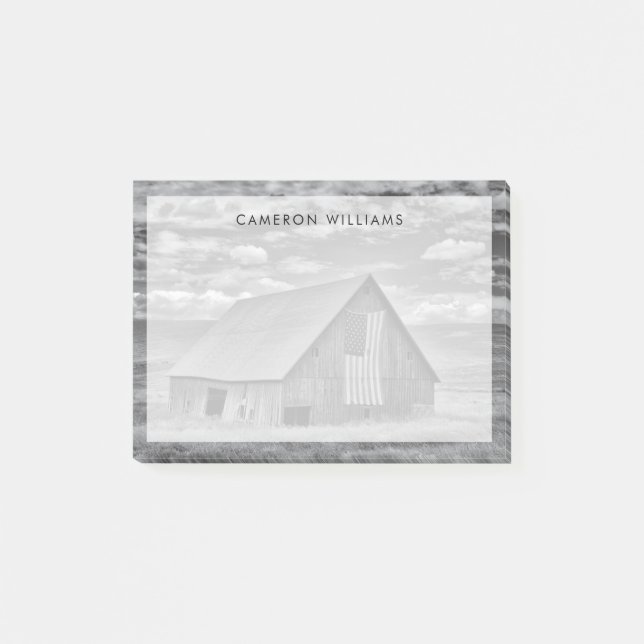 Notas Post-it® Farms | BW American Flag Barn Scene (Anverso)