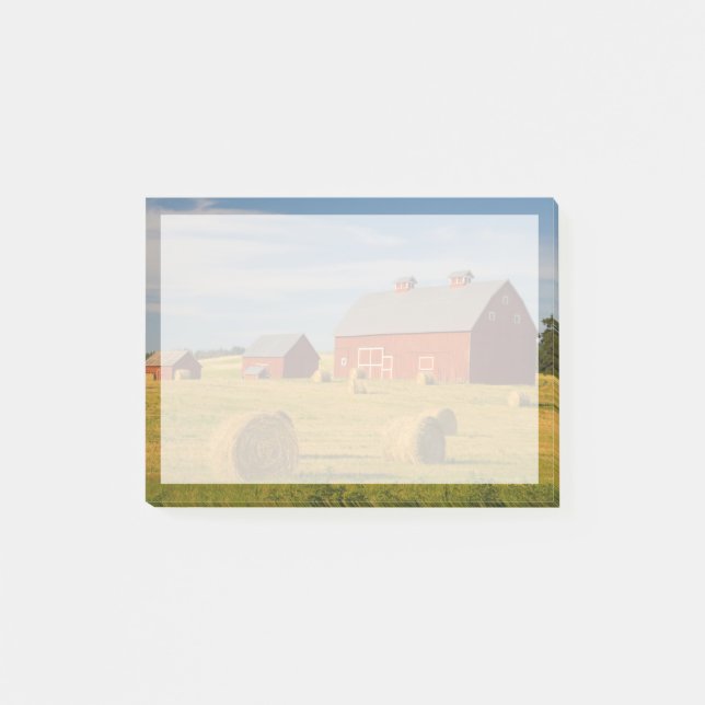 Notas Post-it® Farms | Red Barns Near Hay Bales (Anverso)