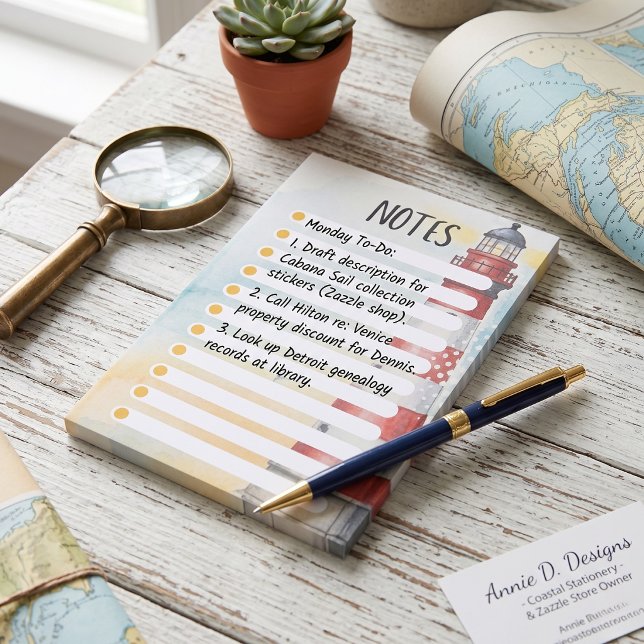 Notas Post-it® Faro Rojo Acuarela (Organize with seaside charm.)