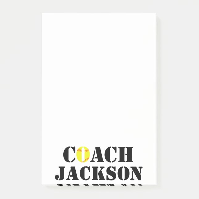 Notas Post-it® Fastpitch Softball Personalizado Coach Nombre Ofic (Anverso)