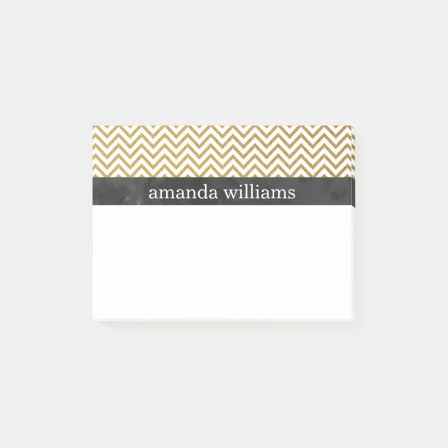 Notas Post-it® Faux Gold Chevron Stripes (Anverso)