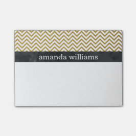 Notas Post-it® Faux Gold Chevron Stripes