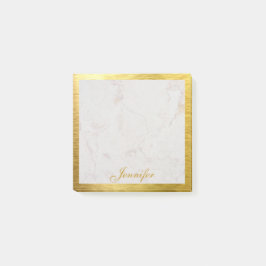 Notas Post-it® Faux Gold Frame White Marble Calliation