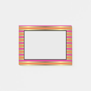 Notas Post-it® Faux Gold, rayas metálicas rosadas y Naranjas