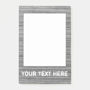 Notas Post-it® Faux Gray Fabric Framed Post it Notes Personalizad